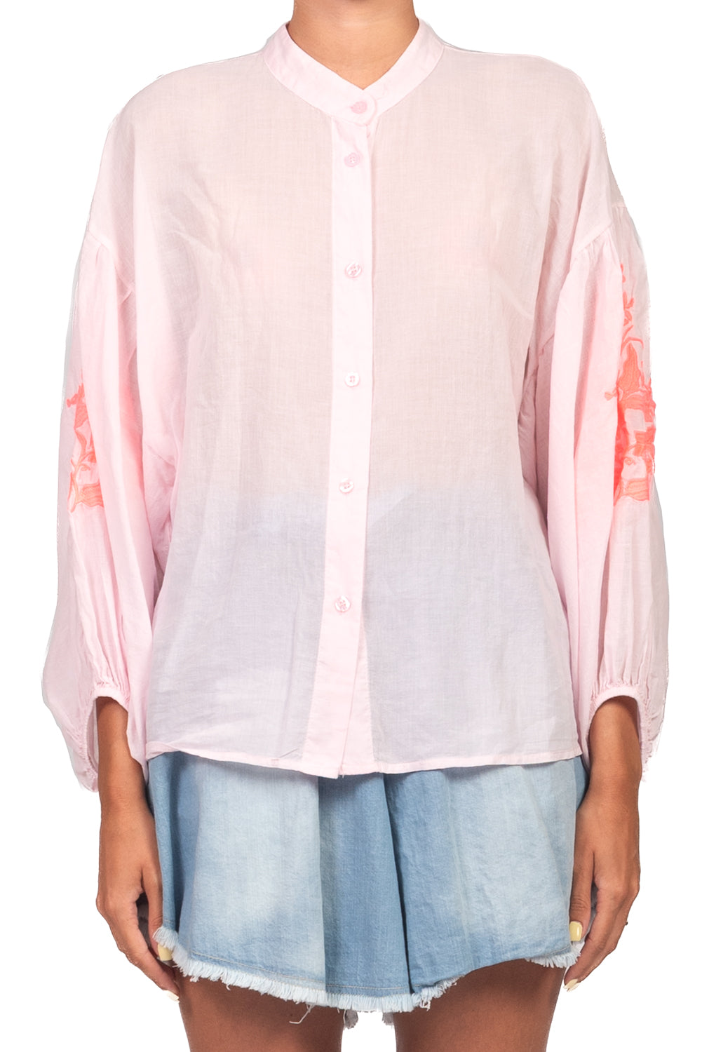 Tensione In - Camicia mussola manica ricamata Art. PE260401