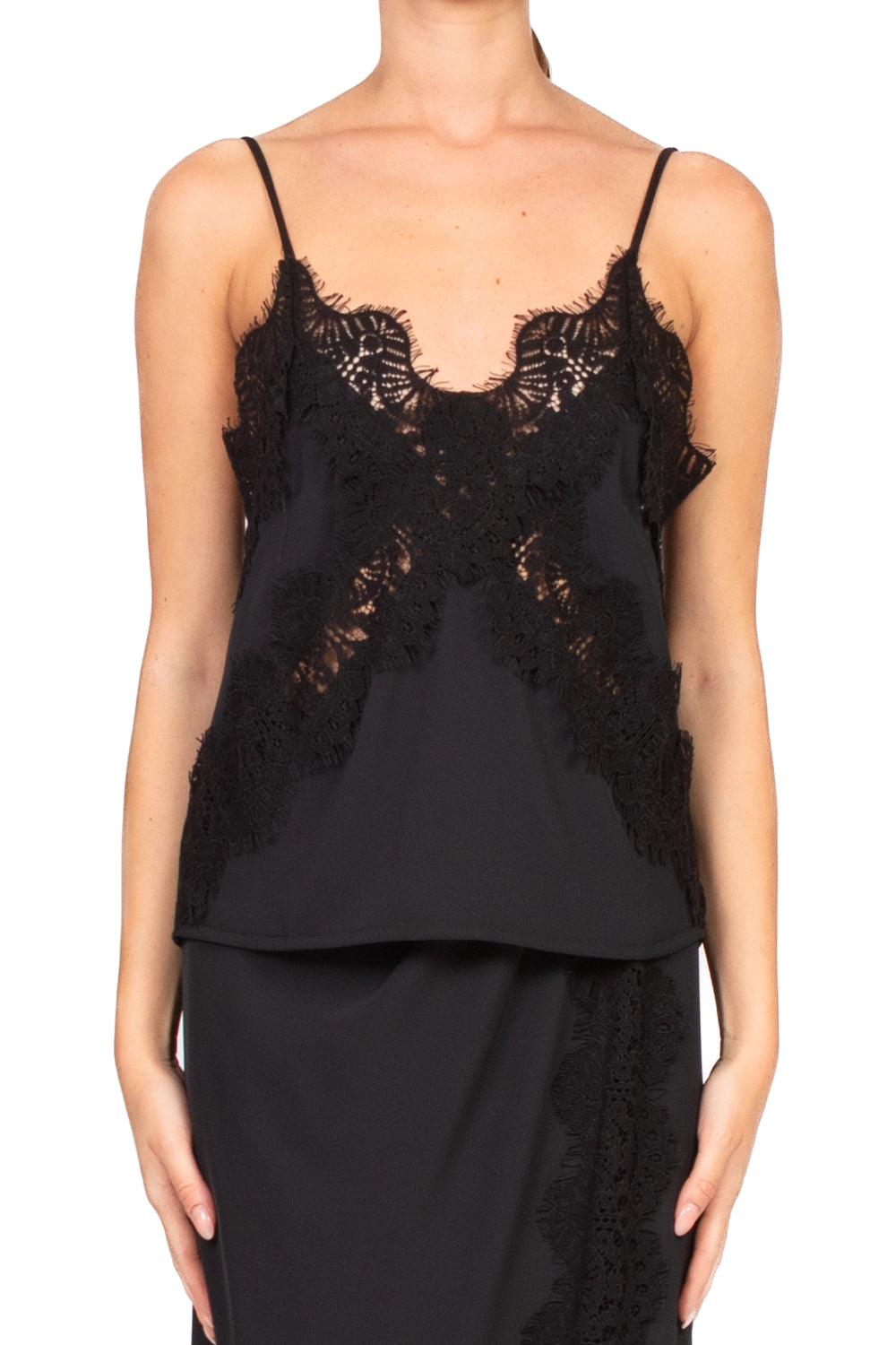 Tensione In - Top in crepe intarsi pizzo Art. FW250020