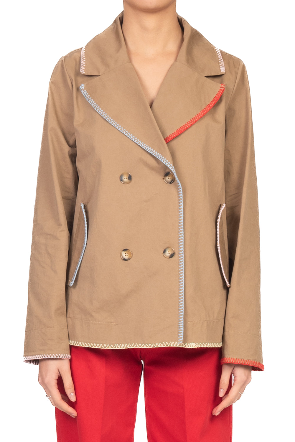 Vicolo - Giacca trench doppio petto con impunture Art. TAB1586