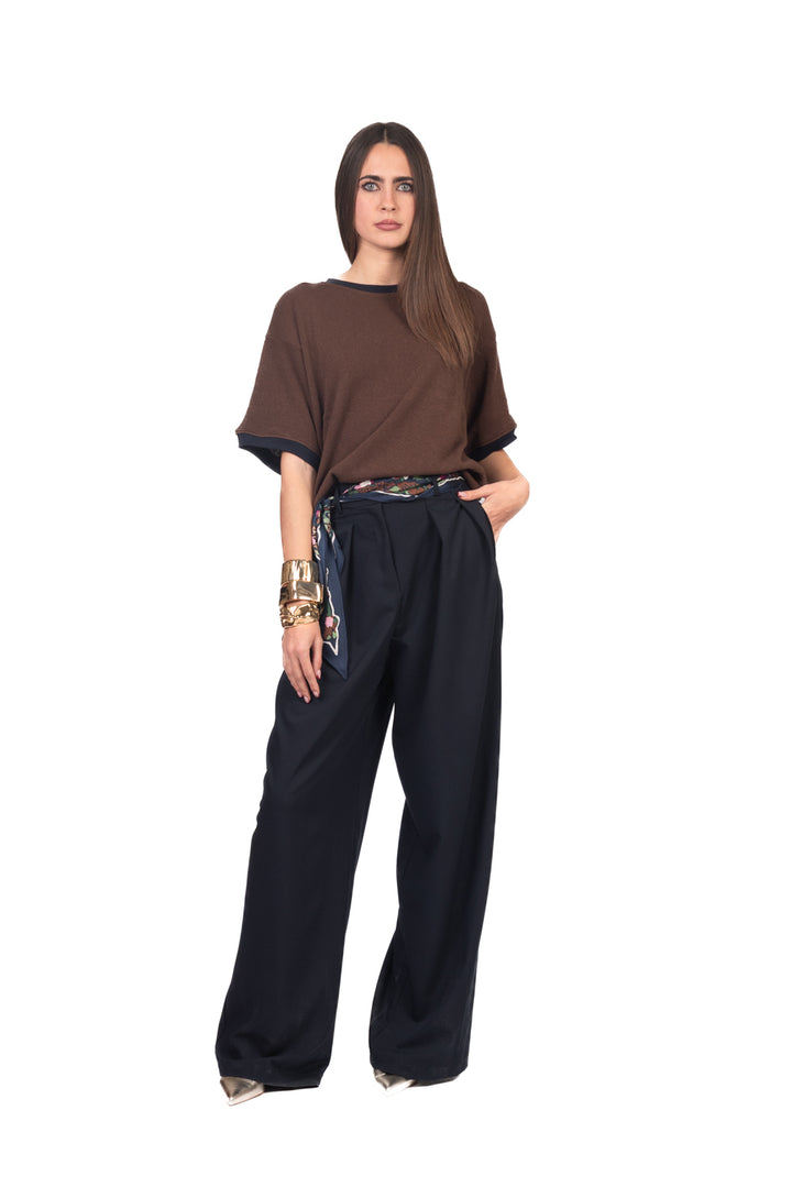 Tensione In - Pantalone palazzo chiusura asimmetrica Art. 26P4364