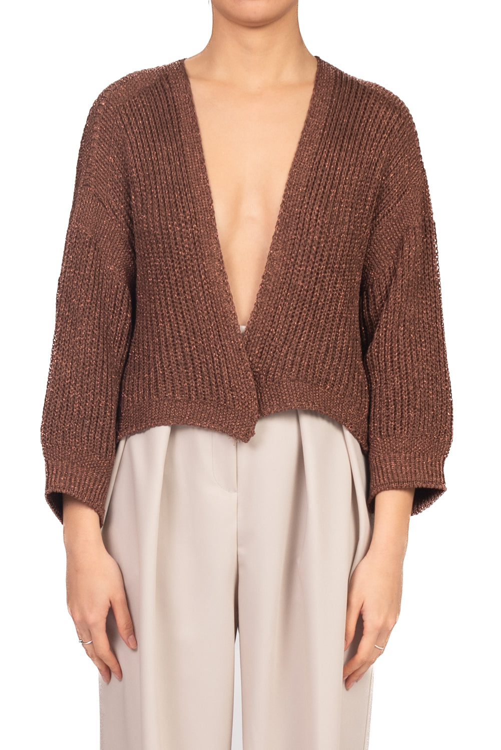 Vicolo - Cardigan filo lurex crop Art. 5AB5022