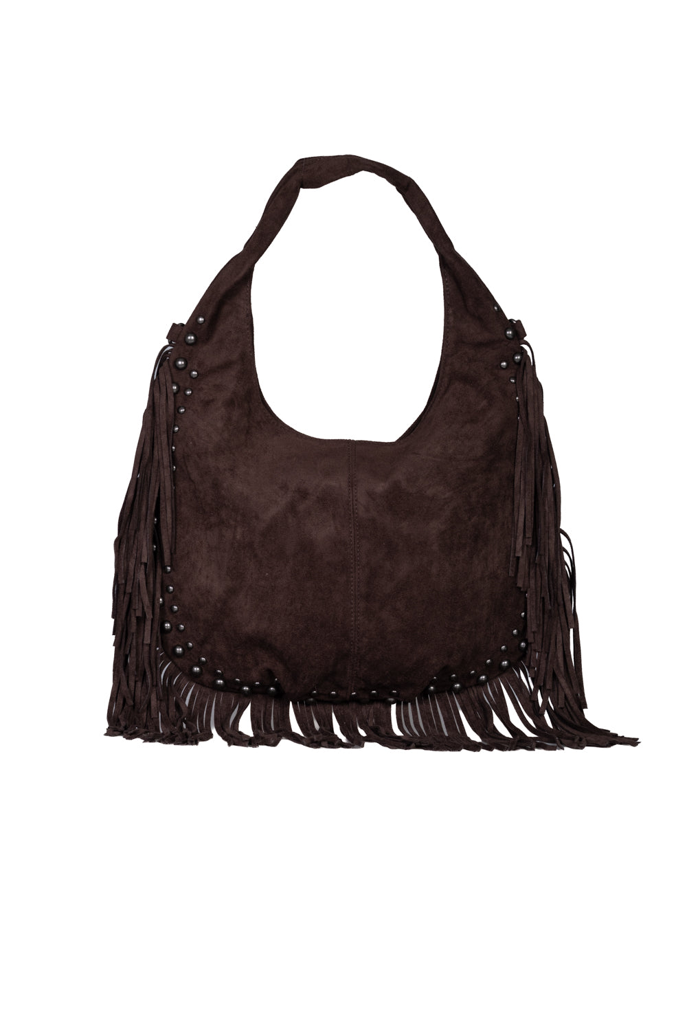 Upper - Borsa in suede con frange e borchie