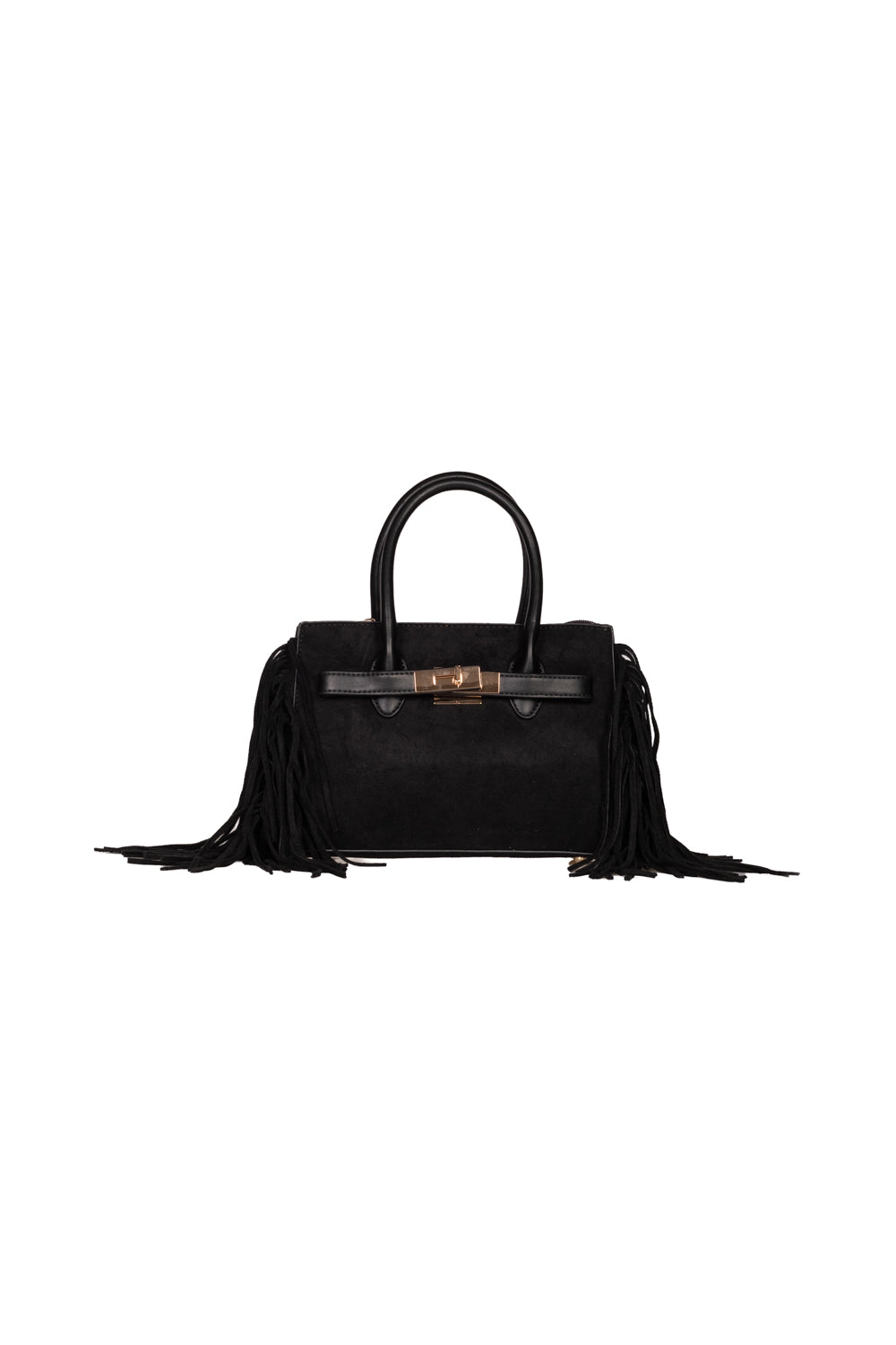 Upper - Borsa scamosciata chiusura lucchetto con frange