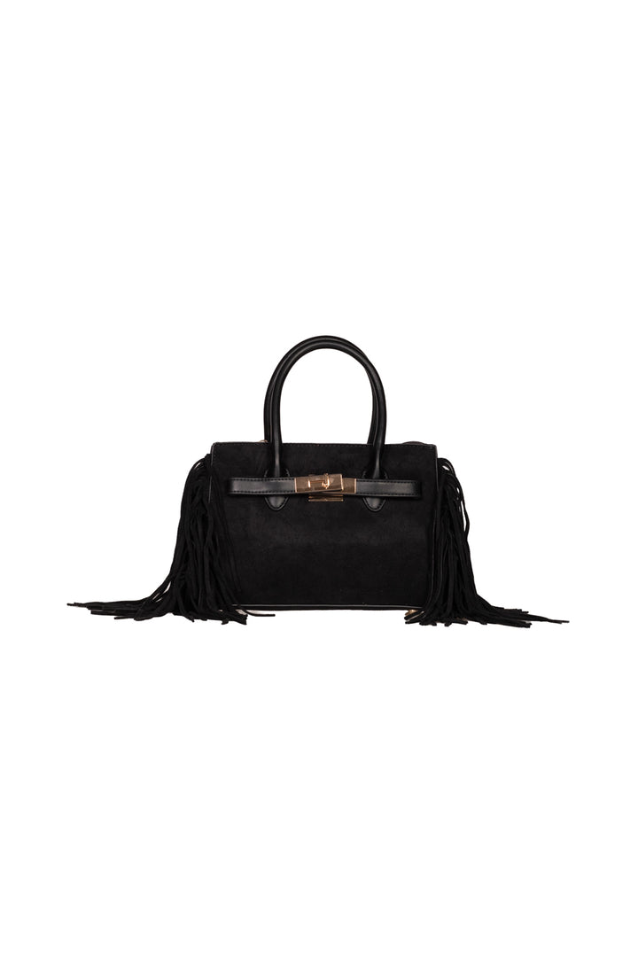 Upper - Borsa scamosciata chiusura lucchetto con frange