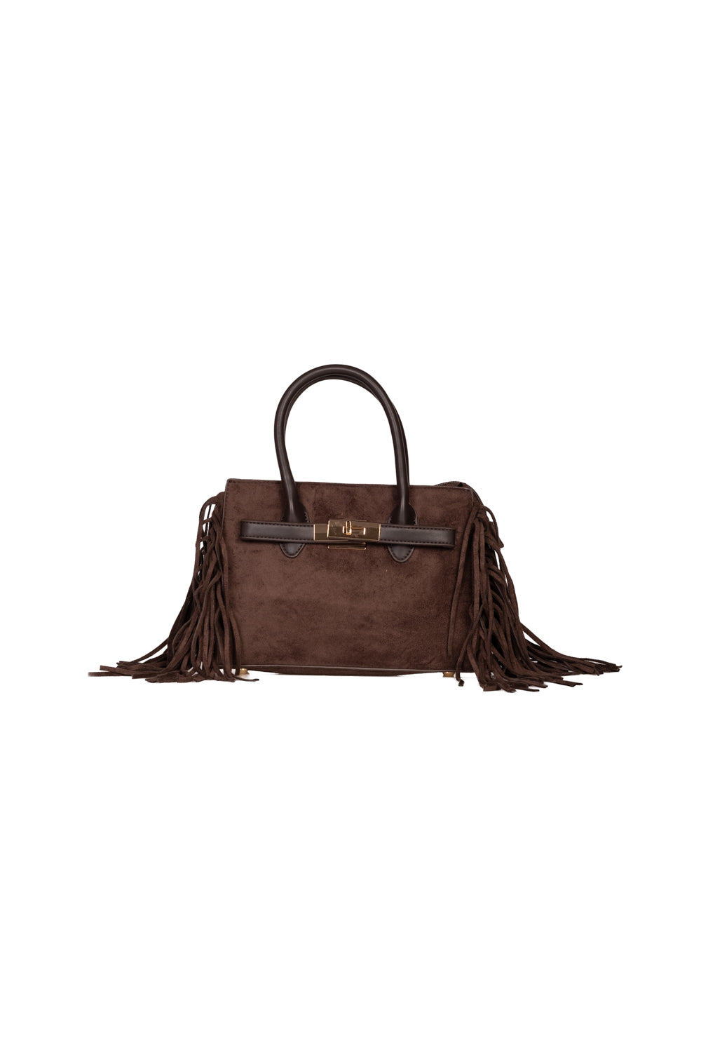 Upper - Borsa scamosciata chiusura lucchetto con frange