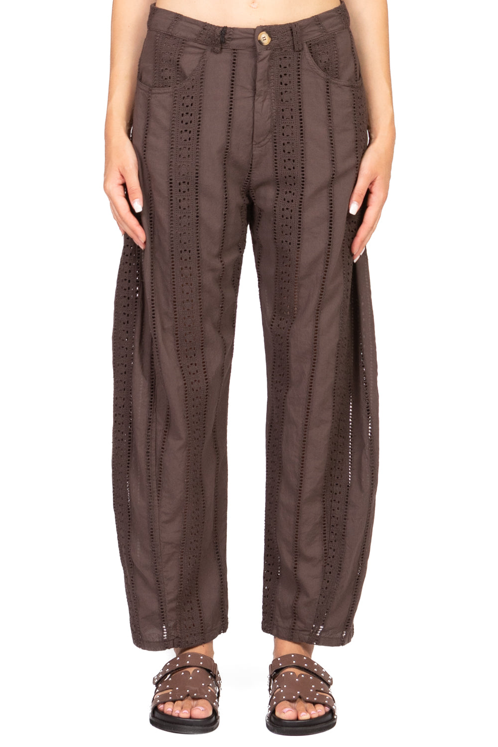 Tensione In - Pantalone barrel ricamato Art. S25PI83
