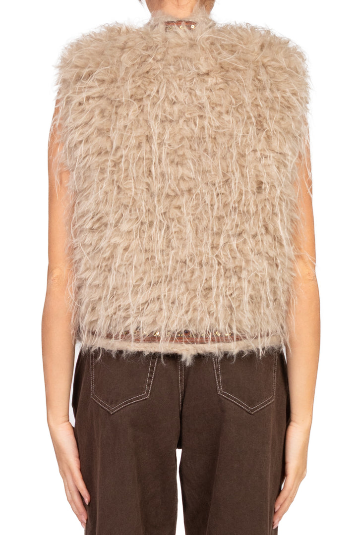 Tensione In - Gilet ecopelliccia passamaneria Art. 37542