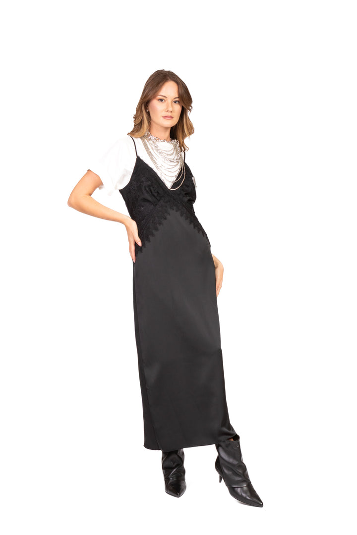 Tensione In - Abito satin con pizzo Art. FW250032
