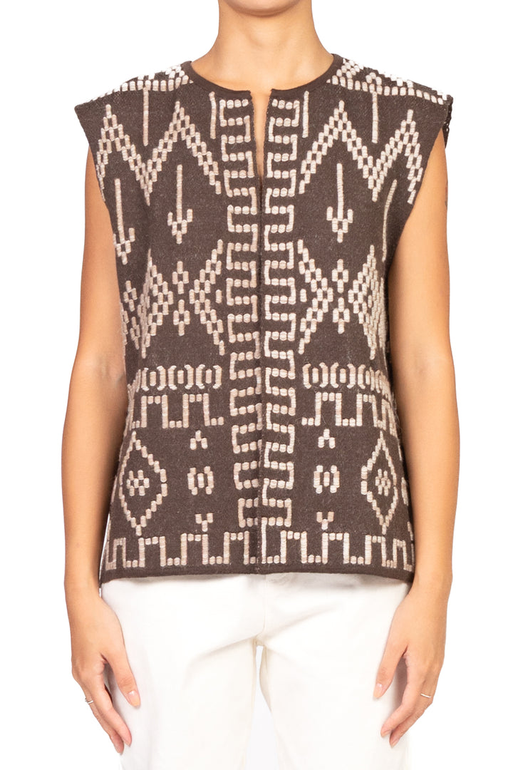 Tensione In - Gilet aperto ricamo etnico Art. W5HMG60A400