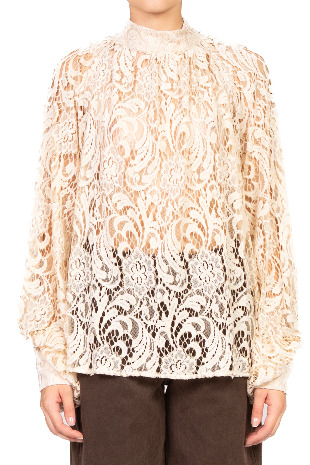 Tensione In - Blusa pizzo manica palloncino Art. 26C629