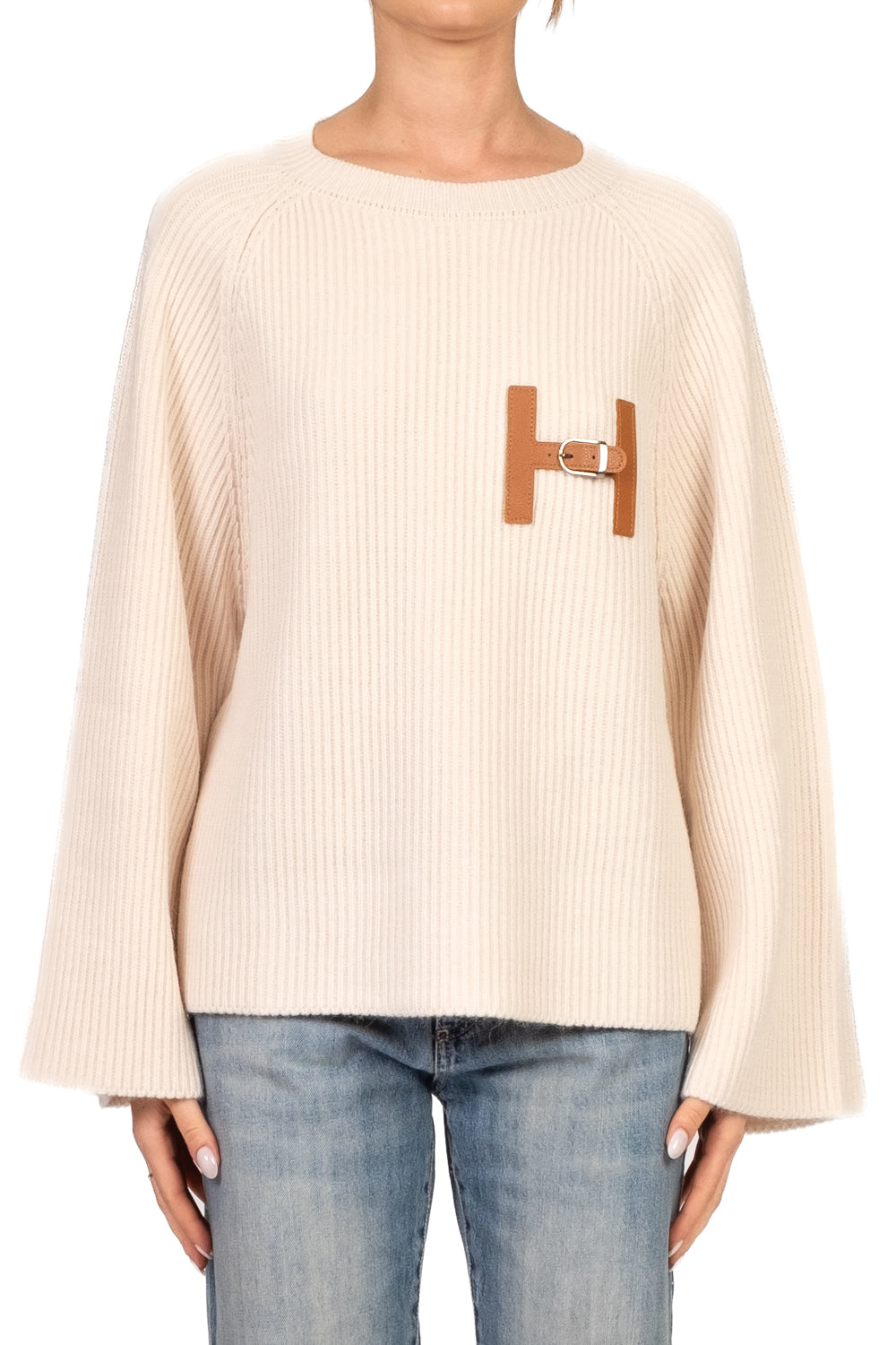 Tensione In - Maglia a coste con applicazione Art. W5HMJ63A400