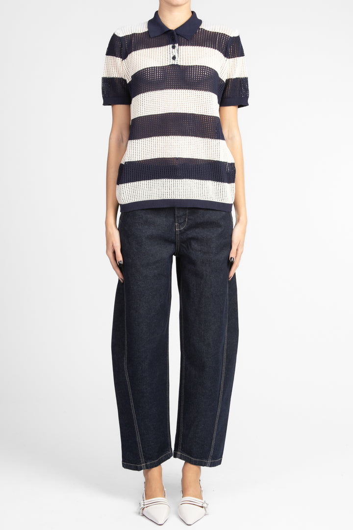 Vicolo - Maglia polo traforata a righe Art. 22098D