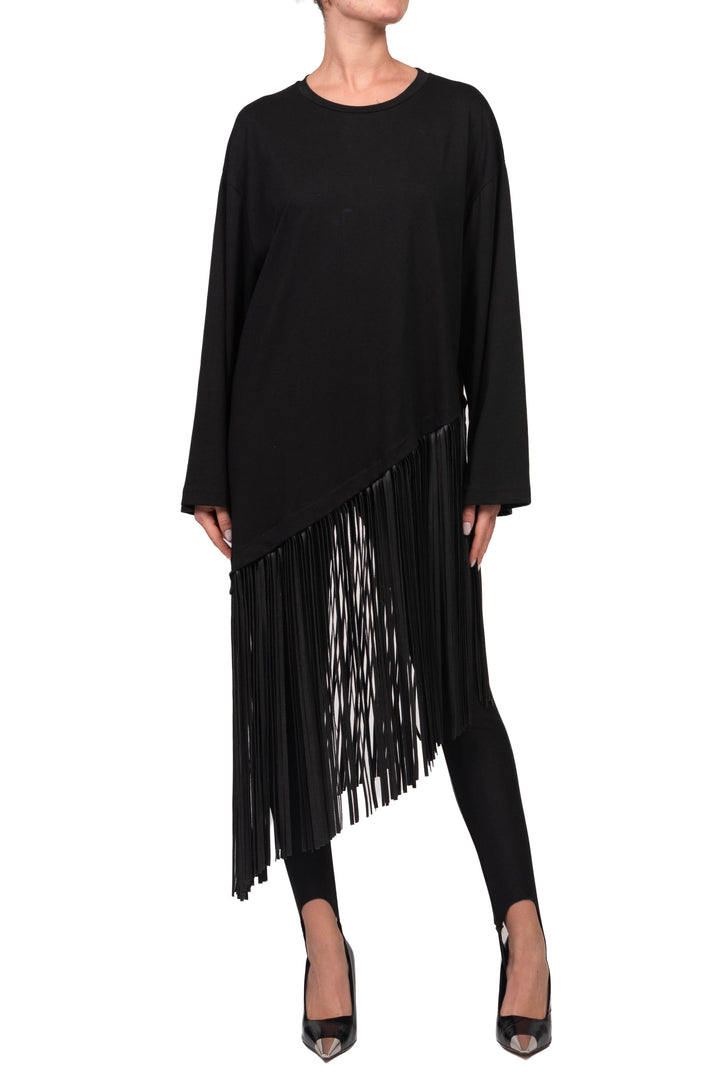Have One - T-Shirt asimmetrica con frange ecopelle Art. MVS-R254