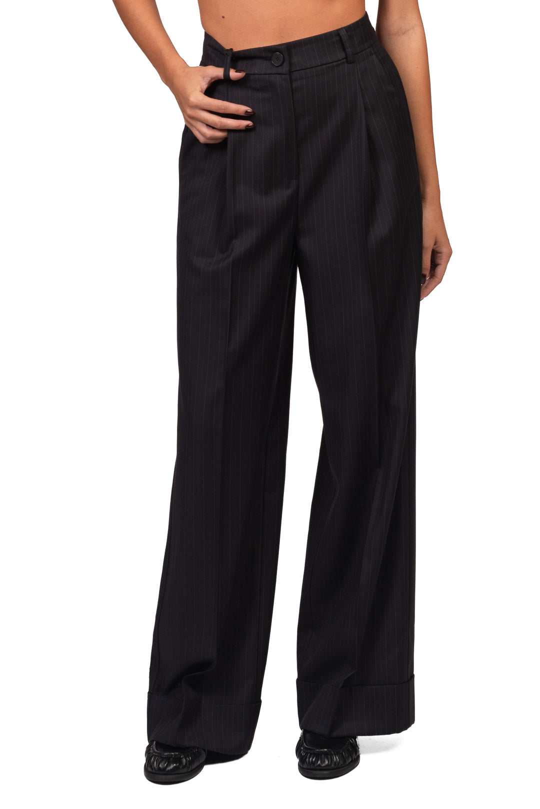 Vicolo - Pantalone gessato con risvolto Art. TAC0218