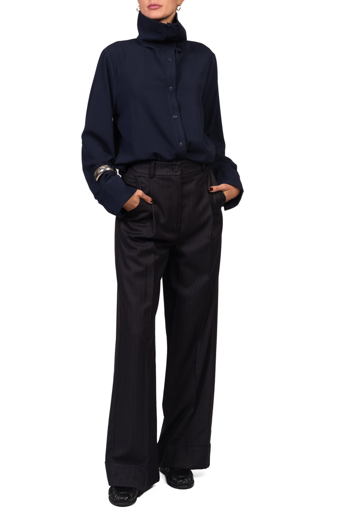 Vicolo - Pantalone gessato con risvolto Art. TAC0218