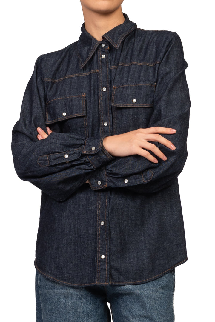Tensione In - Camicia jeans con taschini Art. W26C741