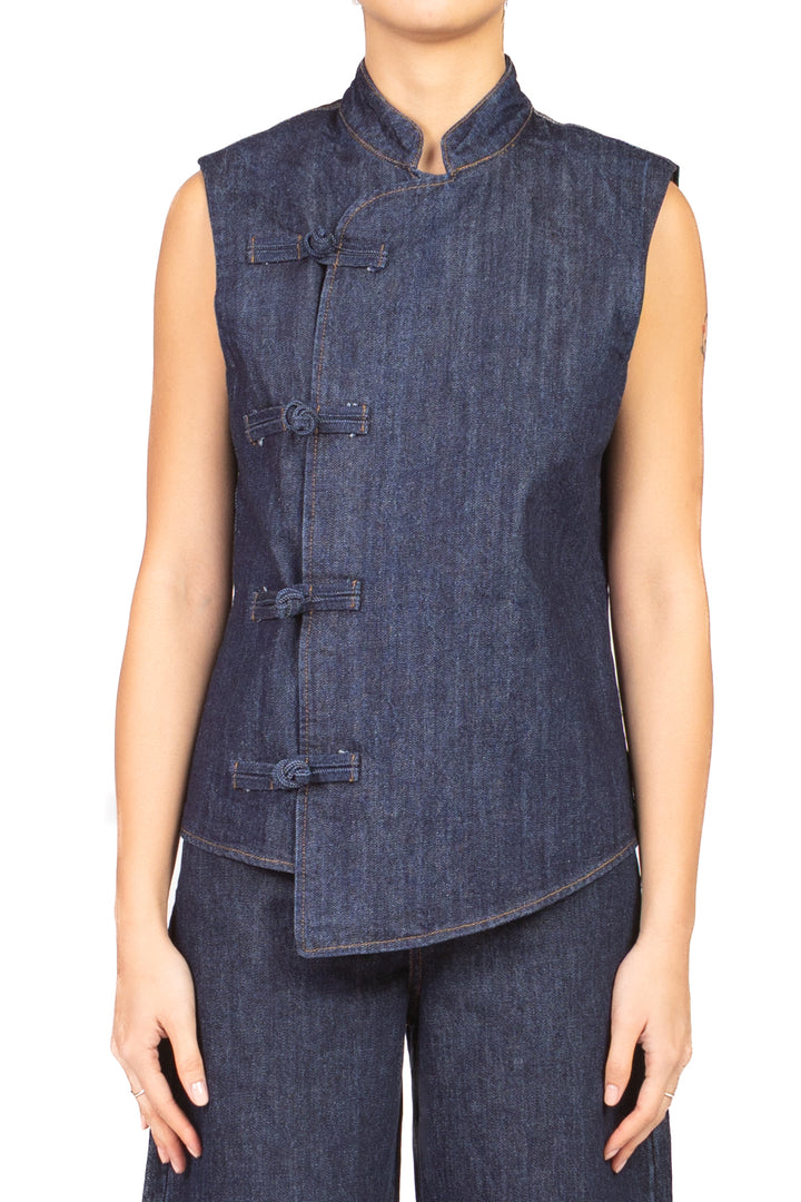 Tensione In - Gilet denim chiusura orientale Art. CP1040