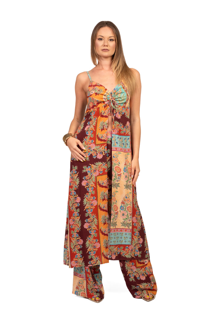 Vicolo - Completo top lungo aperto e pantalone fantasia Art. TAB3321