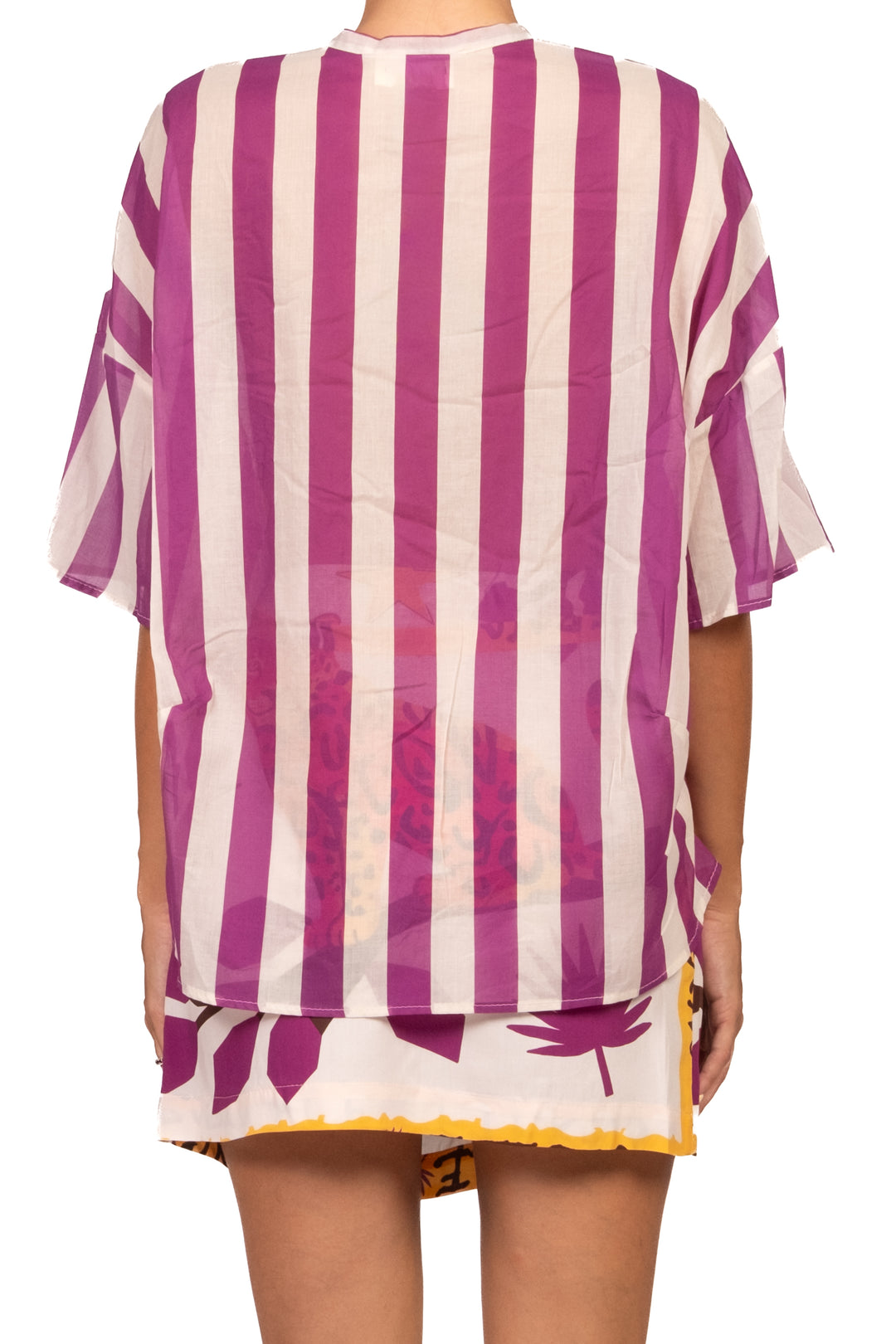 Vicolo - Completo camicia rigata e gonna pareo leopardo Art. TAB3332