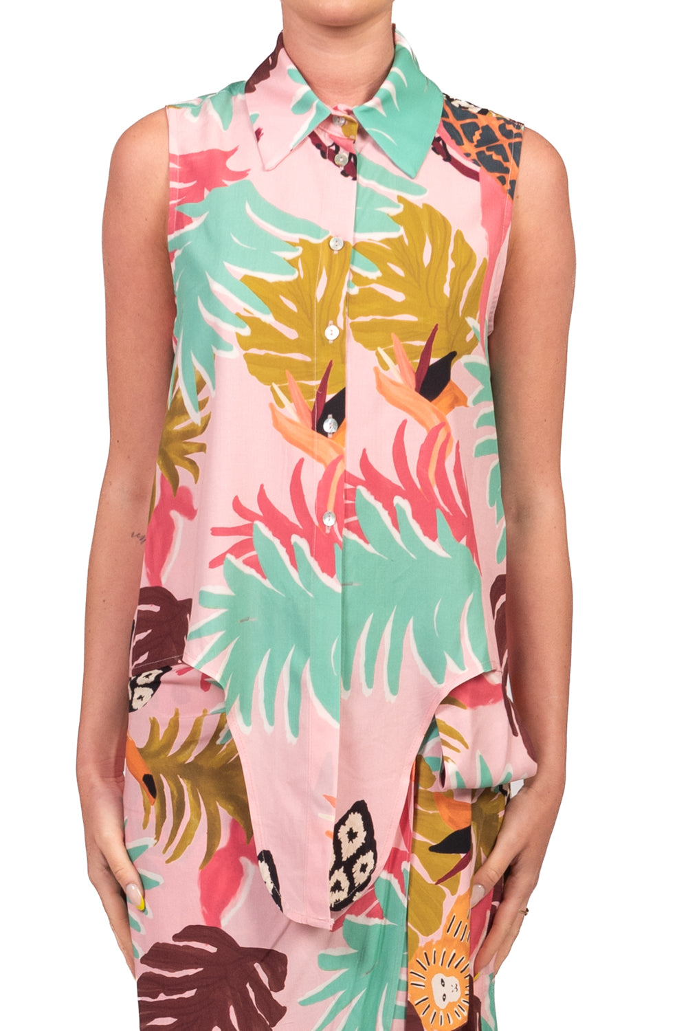 Vicolo - Completo camicia e gonna fantasia tropicale Art. TAB3324