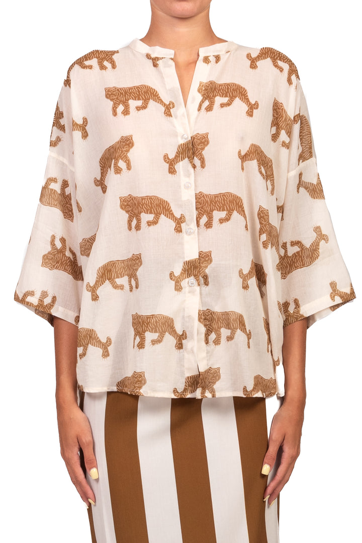 Vicolo - Camicia in mussola fantasia tigri Art. TAB3302