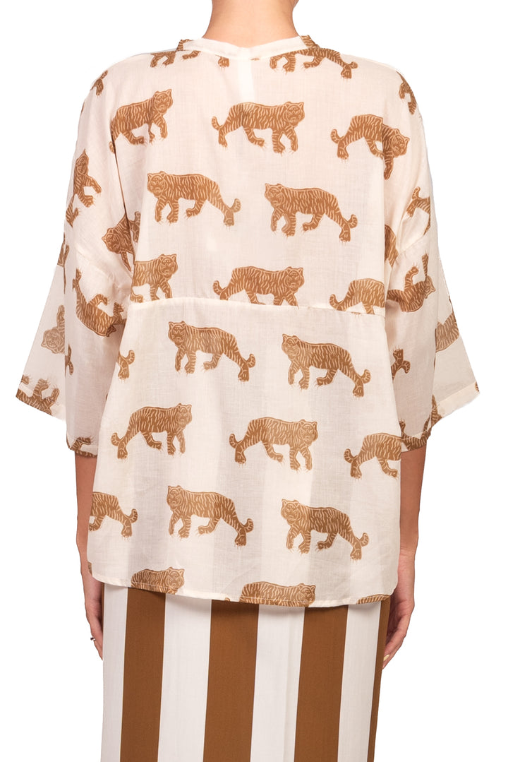 Tensione In - Camicia mussola stampa tigre Art. PE260438