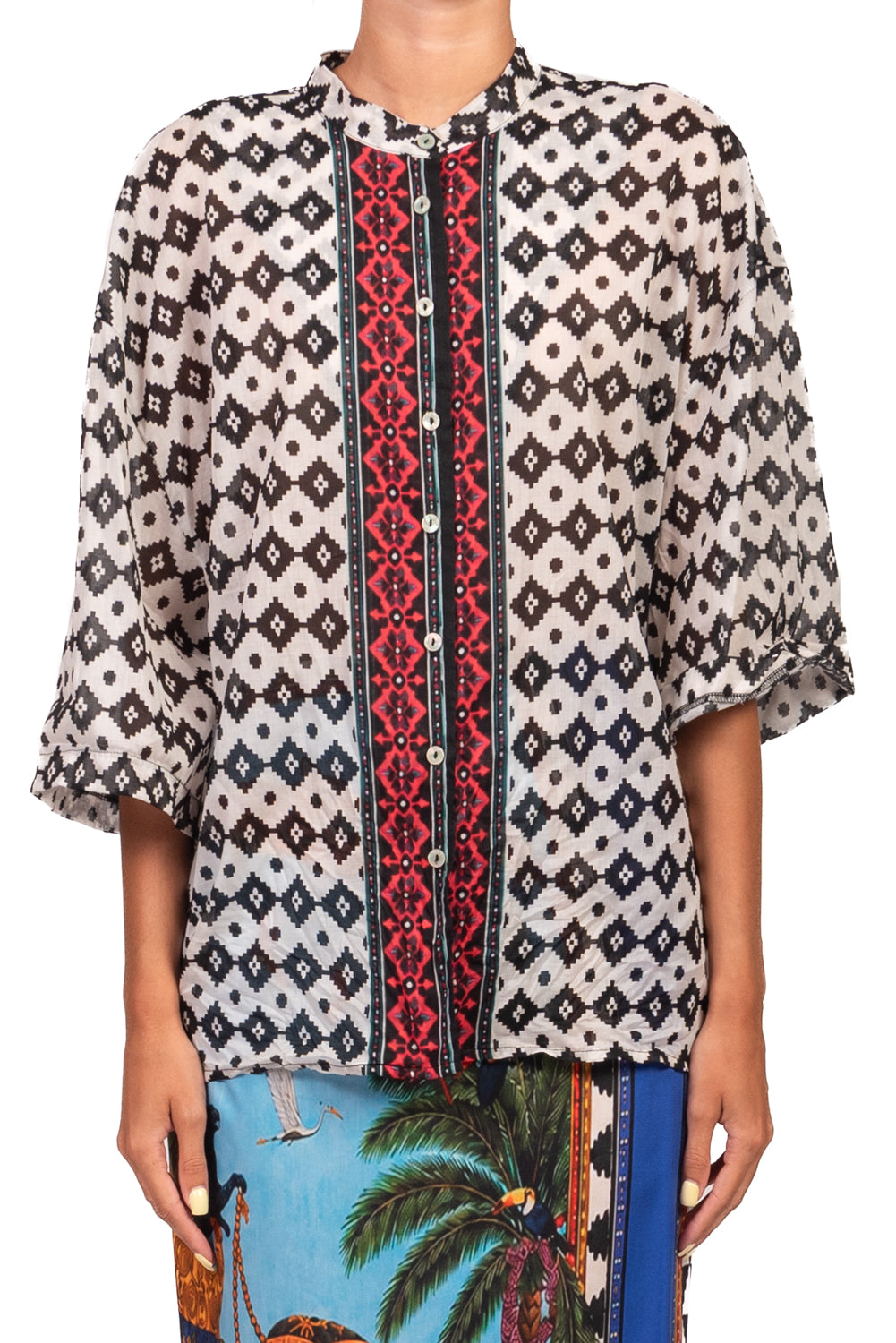 Tensione In - Camicia mussola fantasia etnica Art. 39944