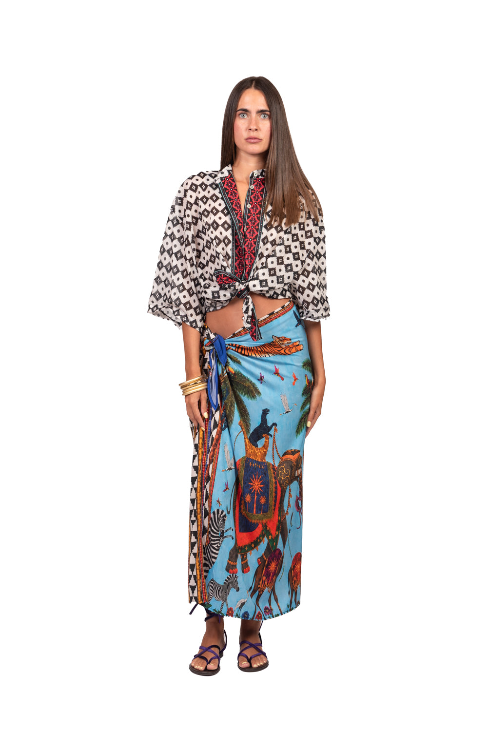 Tensione In - Camicia mussola fantasia etnica Art. 39944