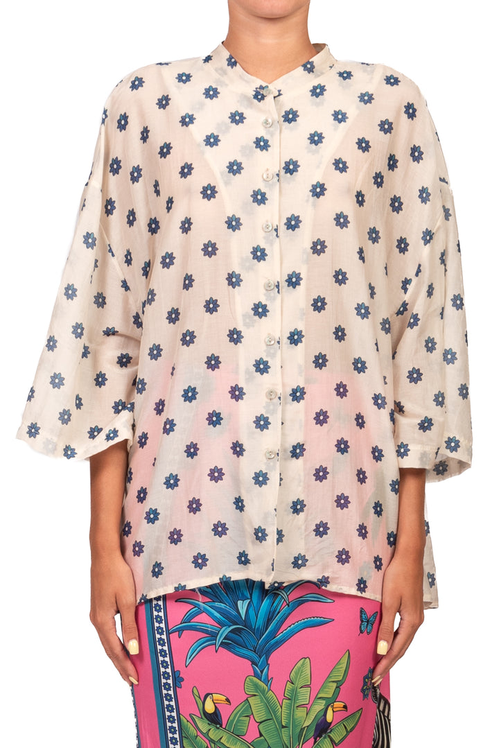 Tensione In - Camicia mussola stampa fiorellini Art. 40006
