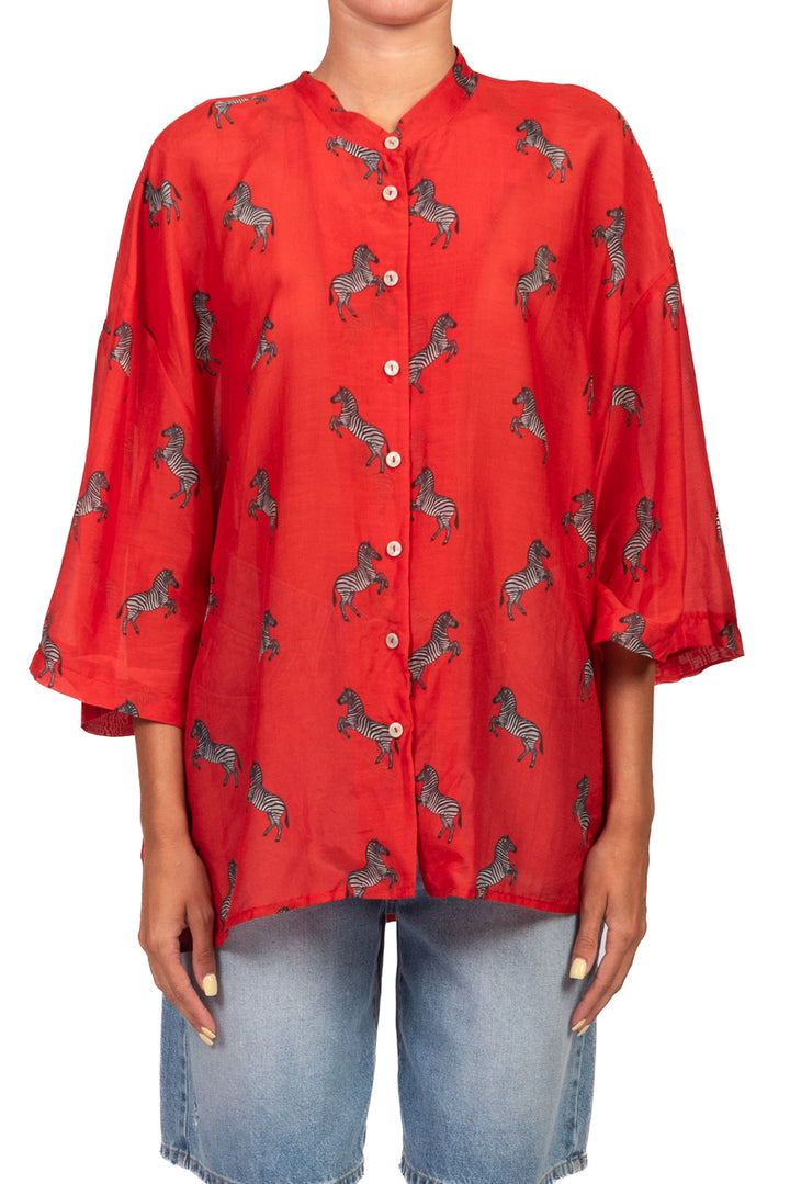 Tensione In - Camicia mussola stampa zebre Art. 40011