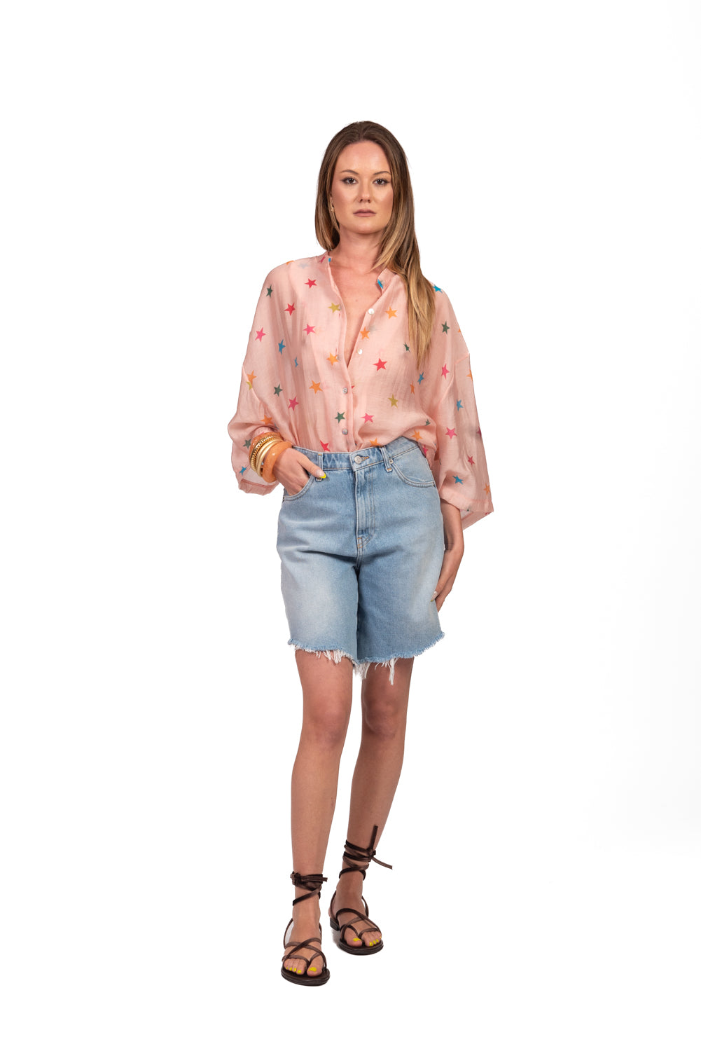 Tensione In - Camicia mussola stampa stella Art. 39869