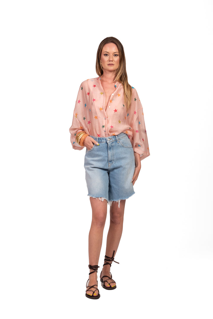 Tensione In - Camicia mussola stampa stella Art. 39869