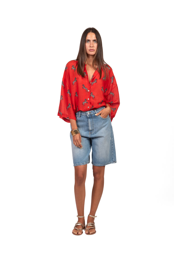 Tensione In - Camicia mussola stampa zebre Art. 40011