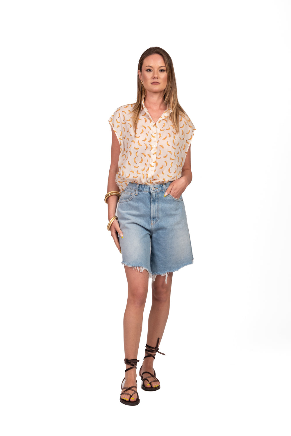 Vicolo - Camicia in mussola fantasia banana Art. TAB3360