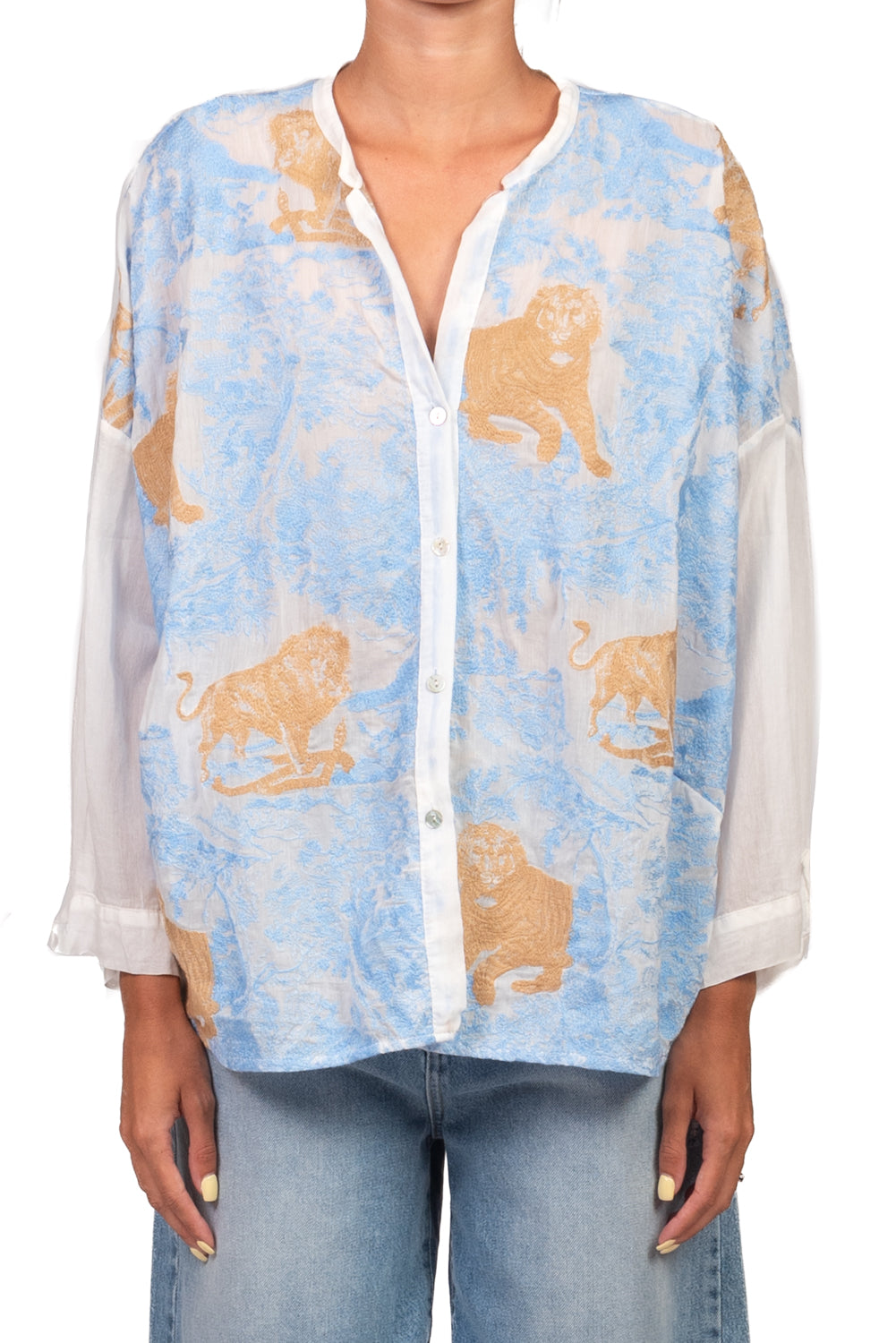 Tensione In - Camicia in mussola ricamo toile de jouy Art. S26CM29