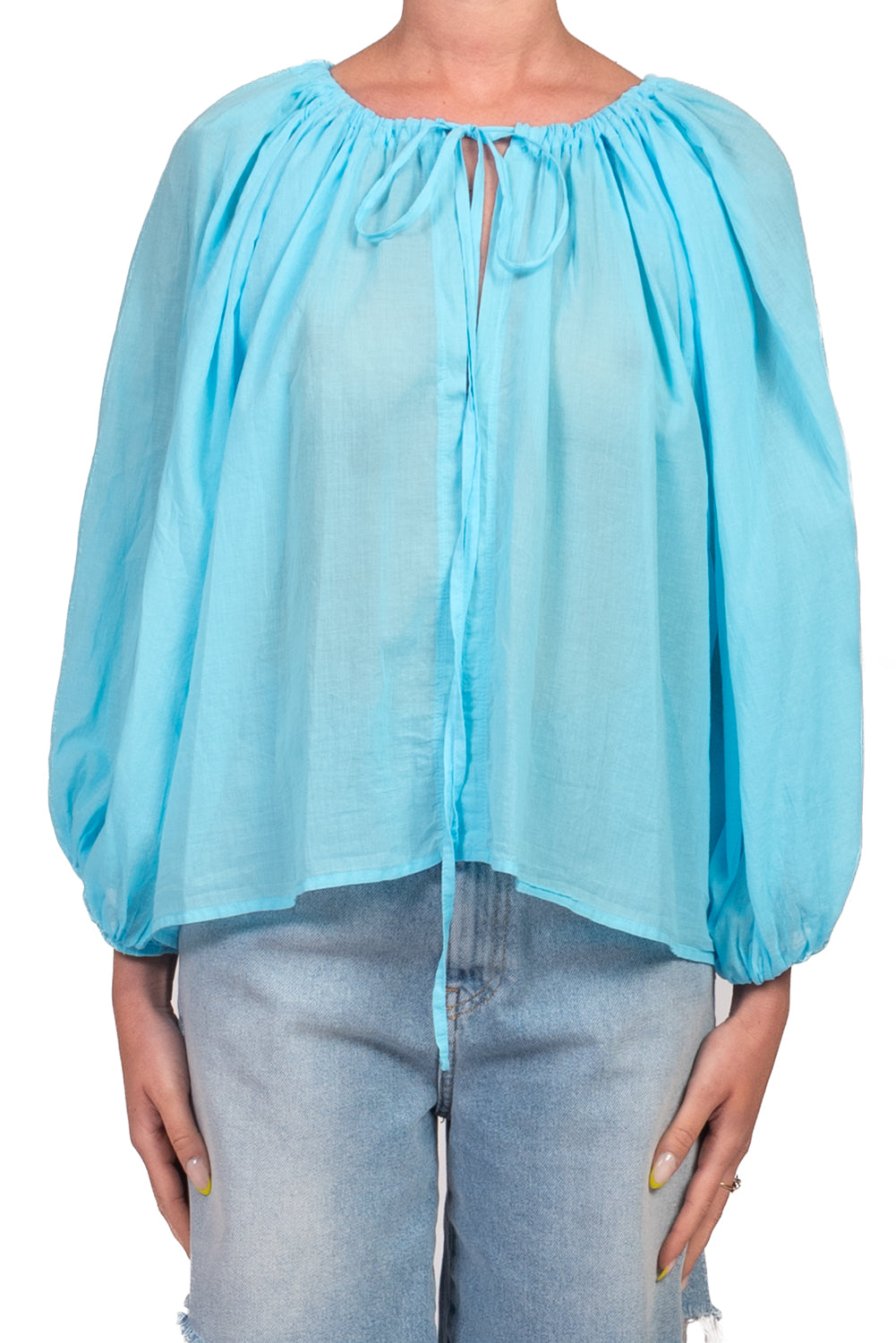Tensione In - Blusa in mussola scollo arricciato  Art. PE260400