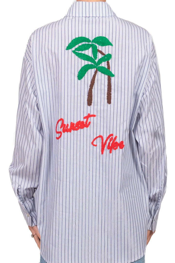 Vicolo - Camicia gessata filo lurex con ricamo Art. TAB3365