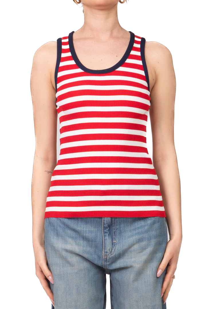 Tensione in - Canotta rigata profili contrasto Art. 26P456