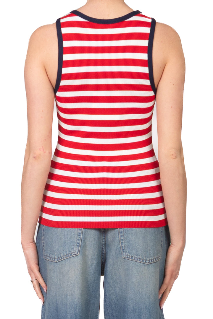 Tensione in - Canotta rigata profili contrasto Art. 26P456
