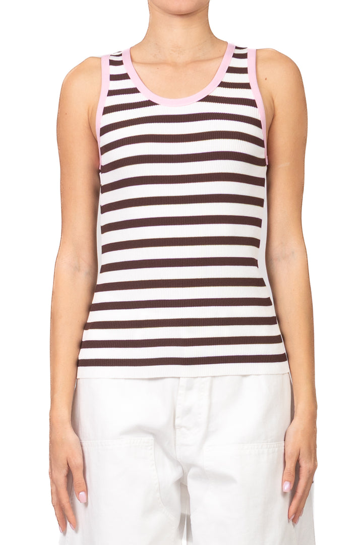 Tensione in - Canotta rigata profili contrasto Art. 26P456