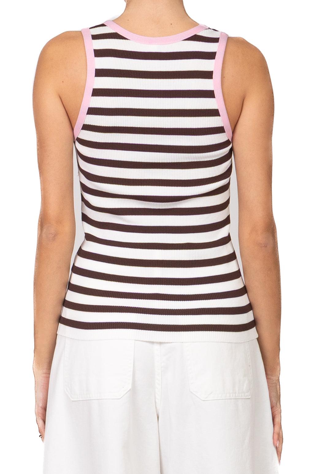 Tensione in - Canotta rigata profili contrasto Art. 26P456