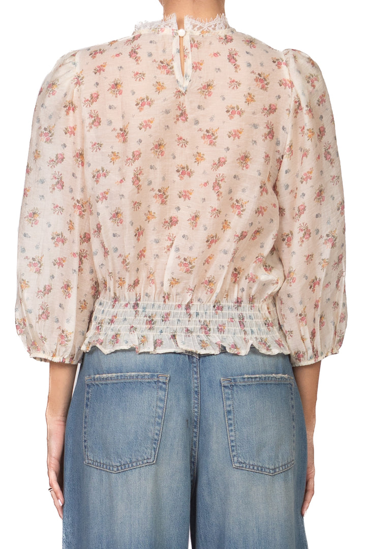 Tensione In - Blusa floreale girocollo pizzo Art. S26CB17