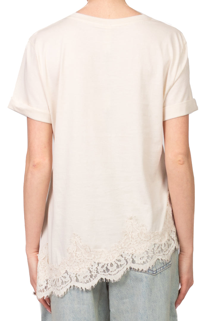 Tensione In - T-Shirt asimmetrica con pizzo Art. S26MA79