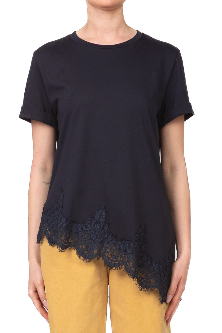 Tensione In - T-Shirt asimmetrica con pizzo Art. S26MA79