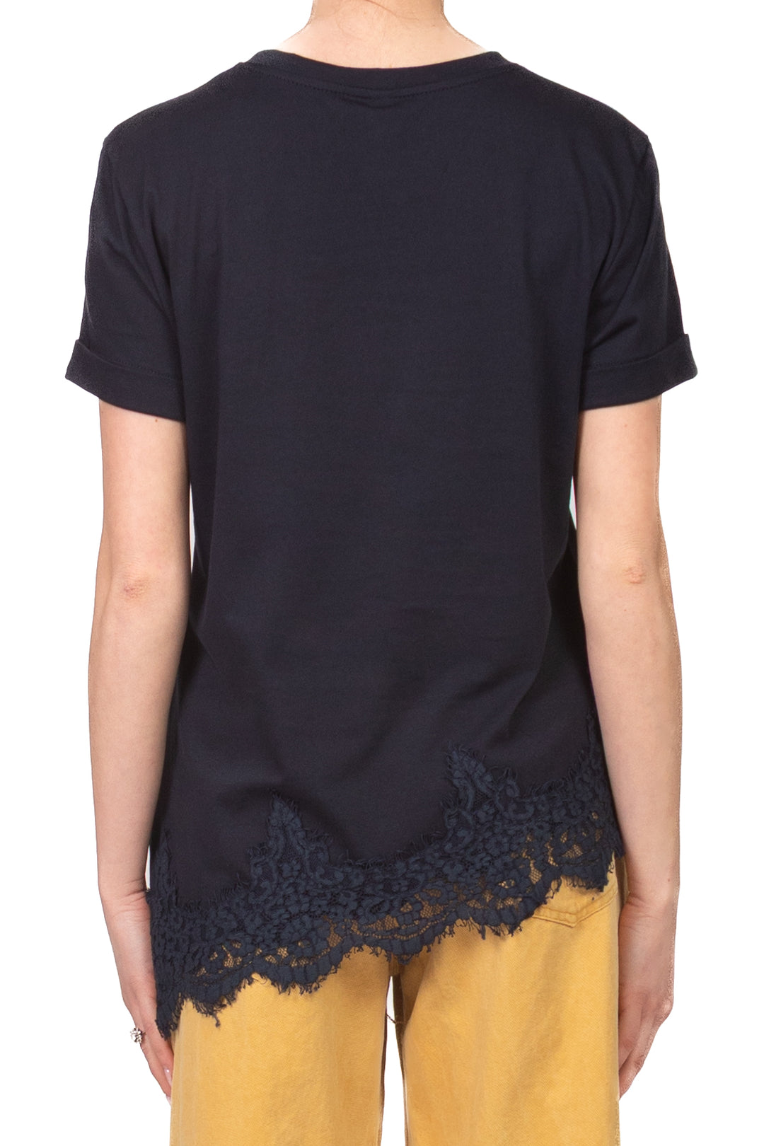 Tensione In - T-Shirt asimmetrica con pizzo Art. S26MA79