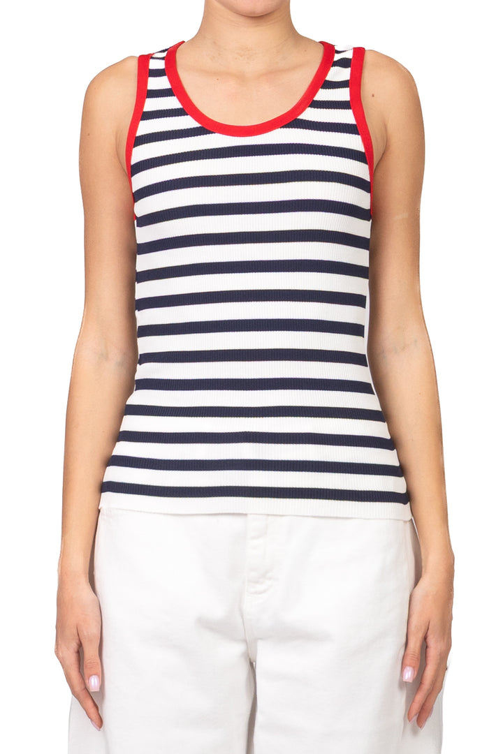 Tensione in - Canotta rigata profili contrasto Art. 26P456