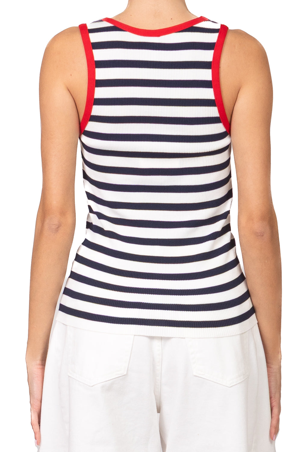 Tensione in - Canotta rigata profili contrasto Art. 26P456