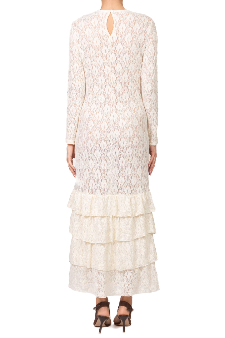 Tensione In - Abito pizzo lungo con balze Art. 38836