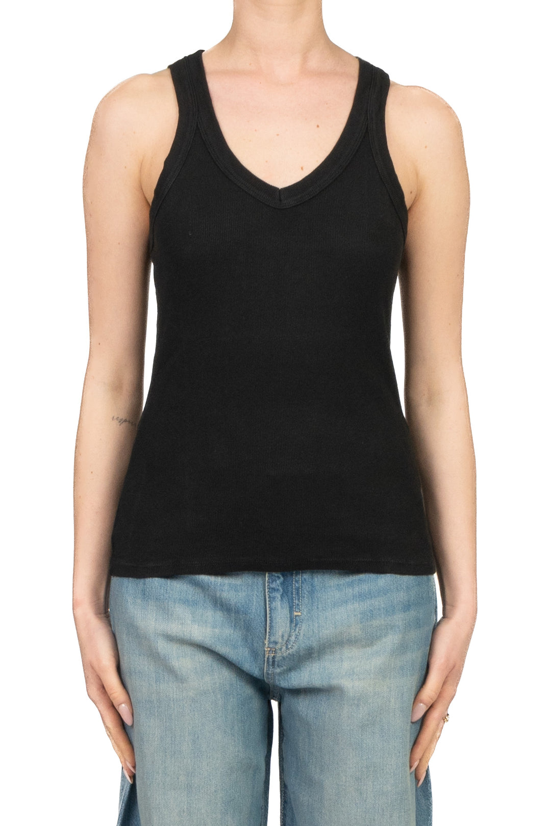 Tensione In - Canotta costine scollo v Art. 21002