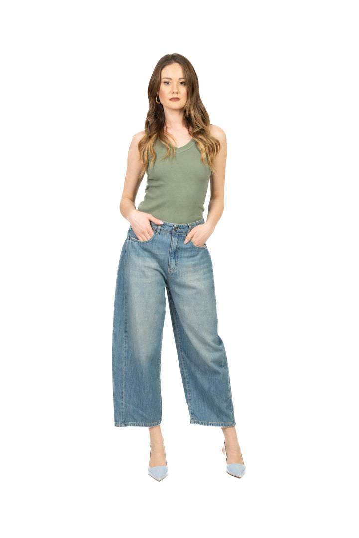 Tensione In - Canotta costine scollo v Art. 21002